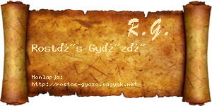 Rostás Győző névjegykártya